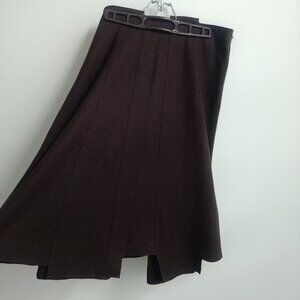Isda & Co brown 100% wool knit midi sweater skirt approx Large